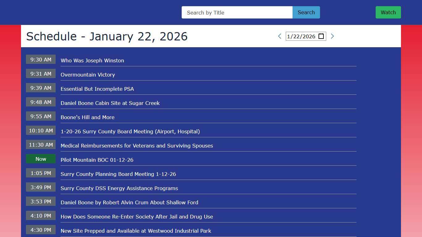 Schedule - January 1, 2026
